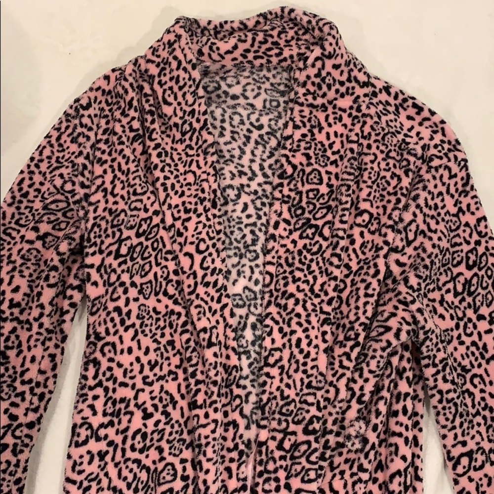 Fuzzy cheetah print robe